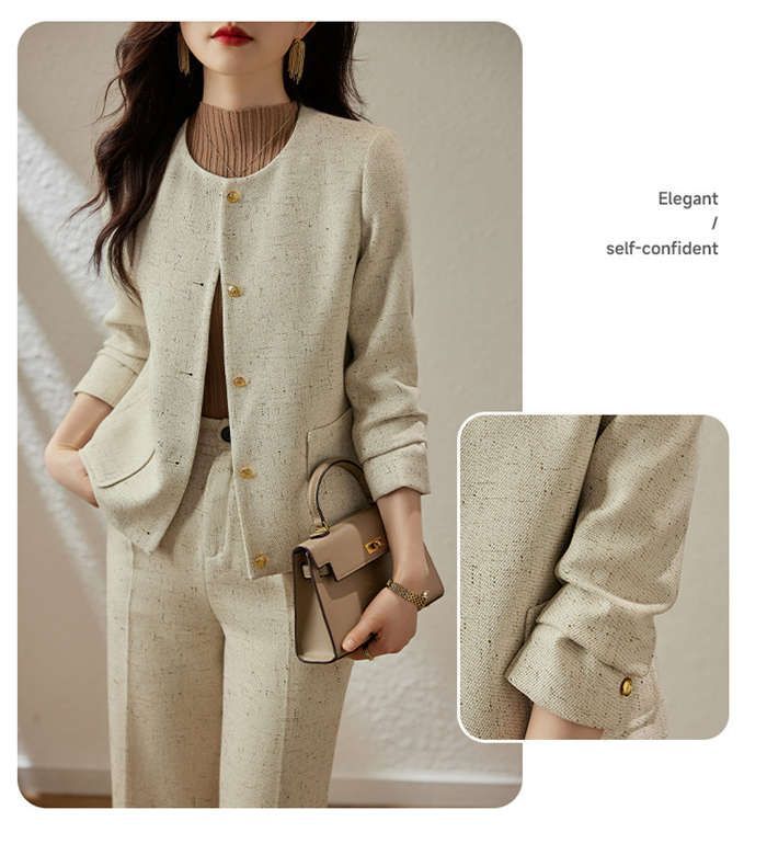 パンツスーツ ツイード風