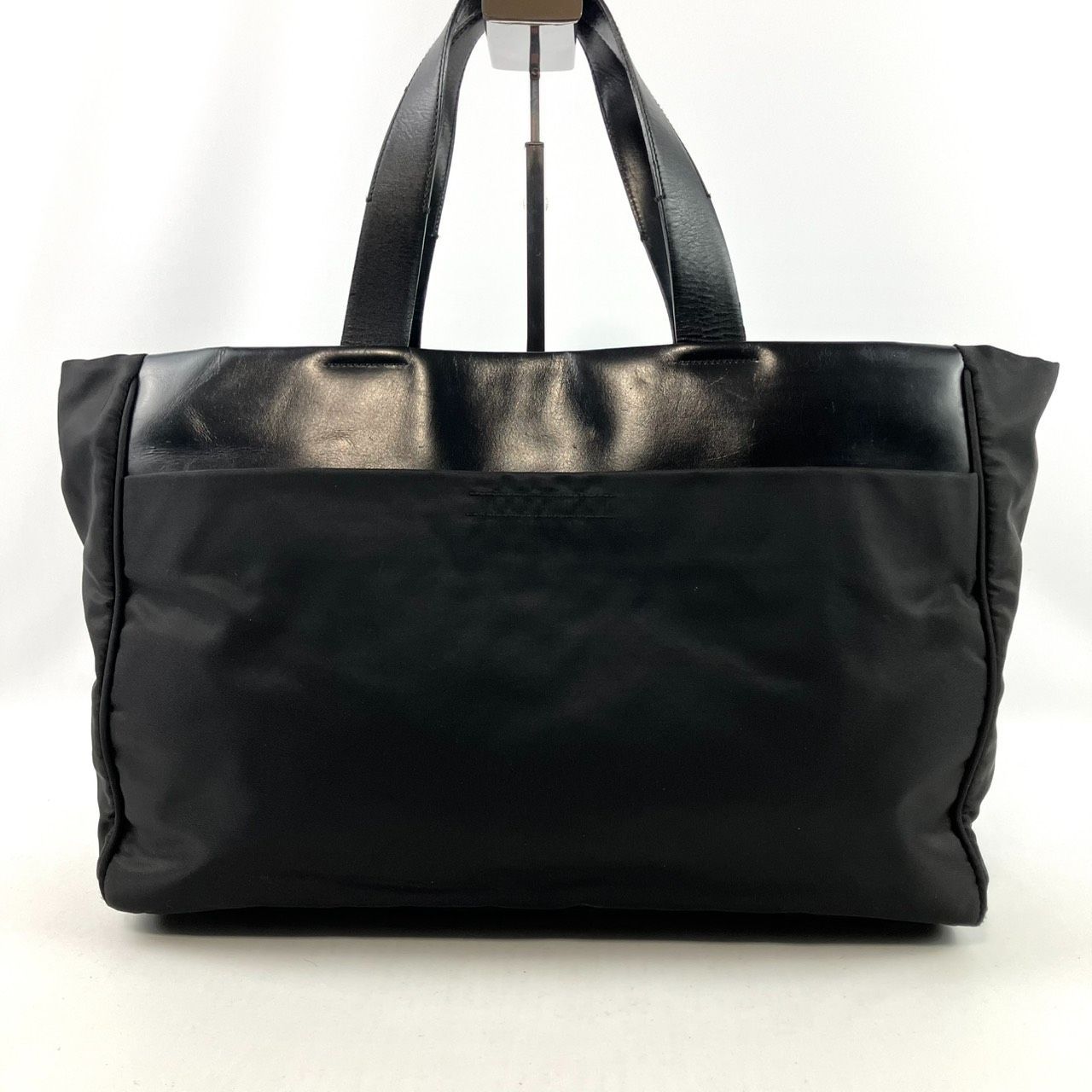 PRADA プラダ トートバッグ ナイロン×レザー ロゴ ブラック - メルカリ