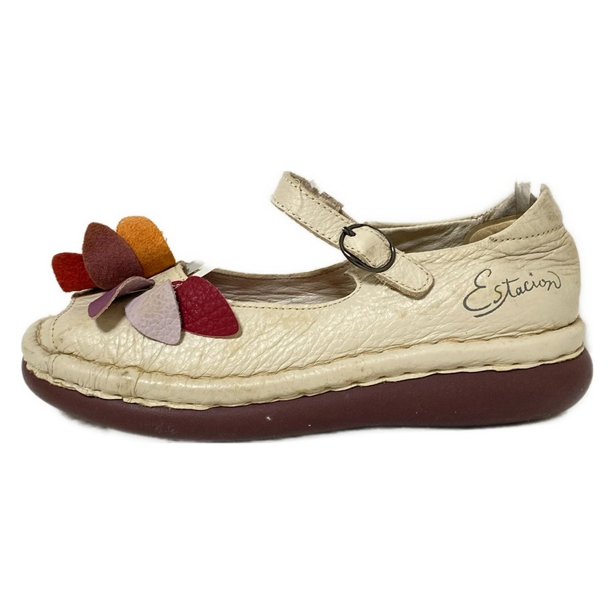 Estacion エスタシオン シューズ M レディース アイボリー パープル マルチ レザー