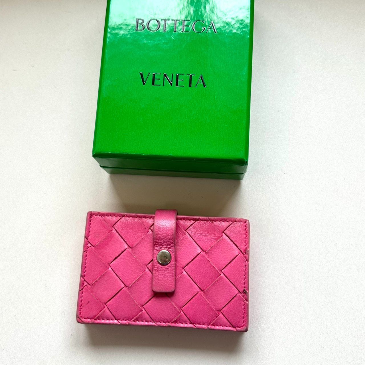 ボッテガヴェネタ BOTTEGA VENETA 名刺入れ カードケース イントレチャート ピンク