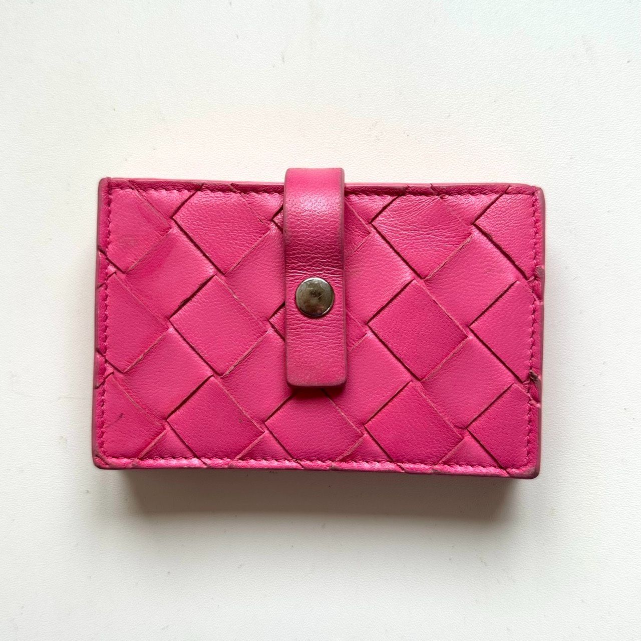 ボッテガヴェネタ BOTTEGA VENETA 名刺入れ カードケース イントレチャート ピンク