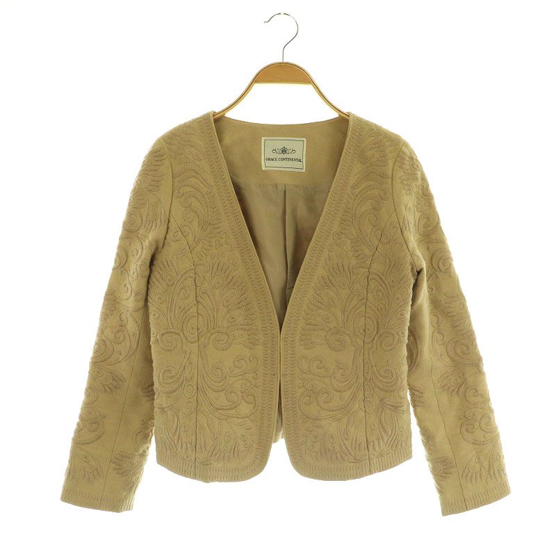 グレースコンチネンタル GRACE CONTINENTAL ノーカラージャケット 刺繍