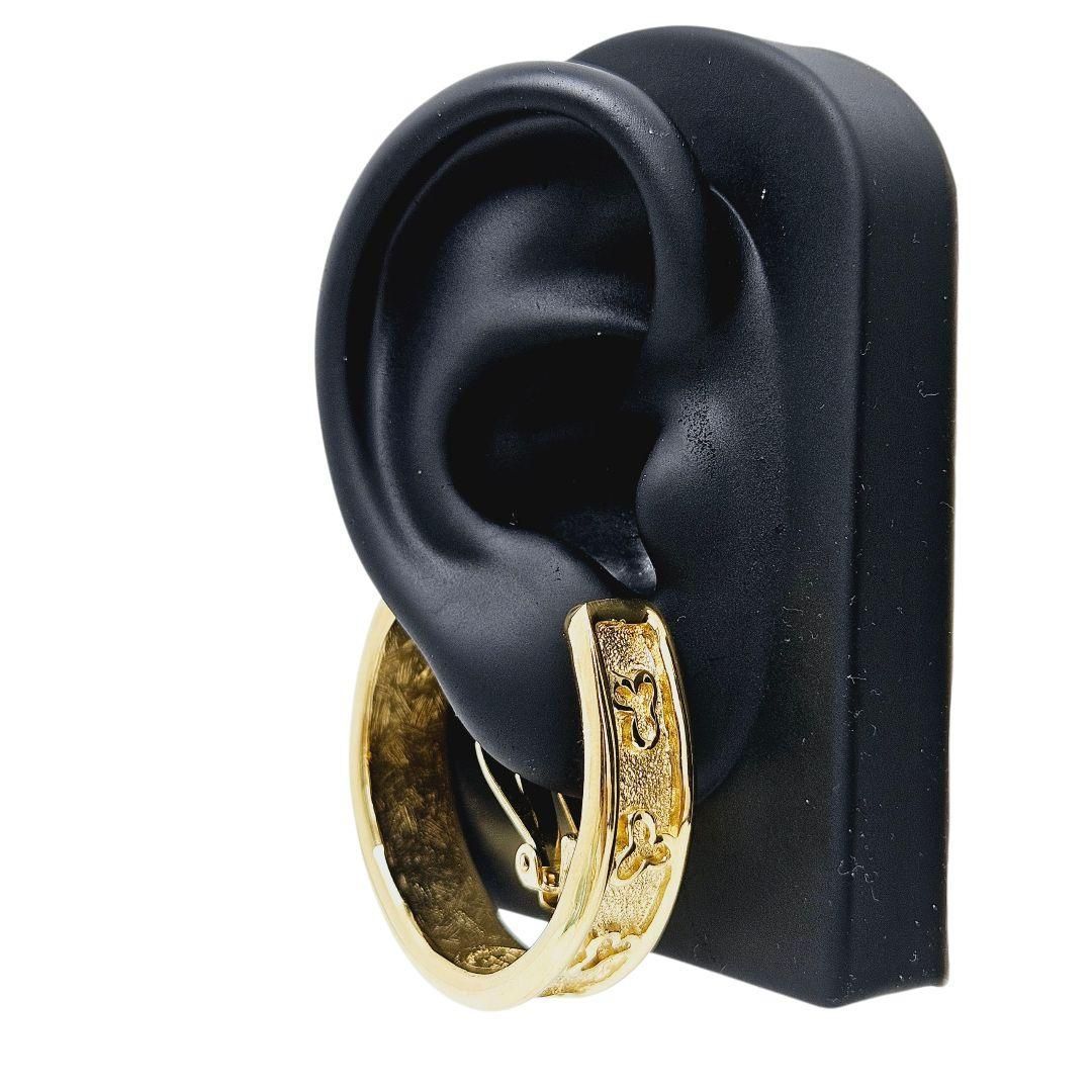 GIVENCHY フープ イヤリング 大ぶり 三つ葉 ゴールド