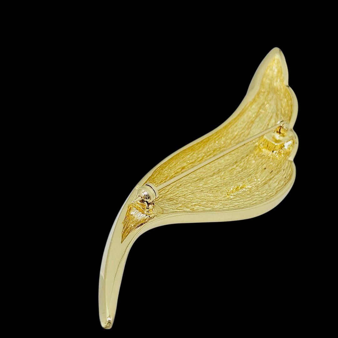 極美品】Christian Dior ブローチ 大 フェザー ゴールド - メルカリ