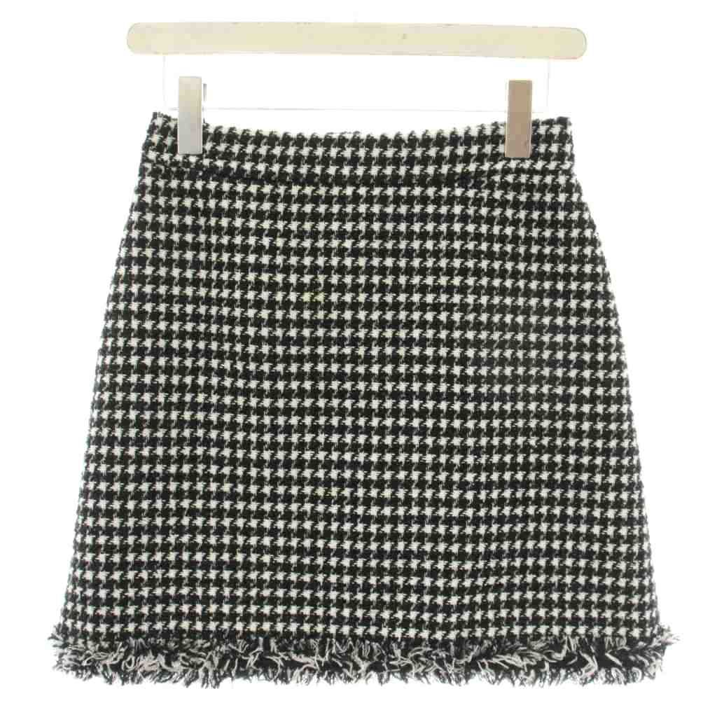 ケイトスペード KATE SPADE 台形スカート ミニ ツイード フリンジ 千鳥