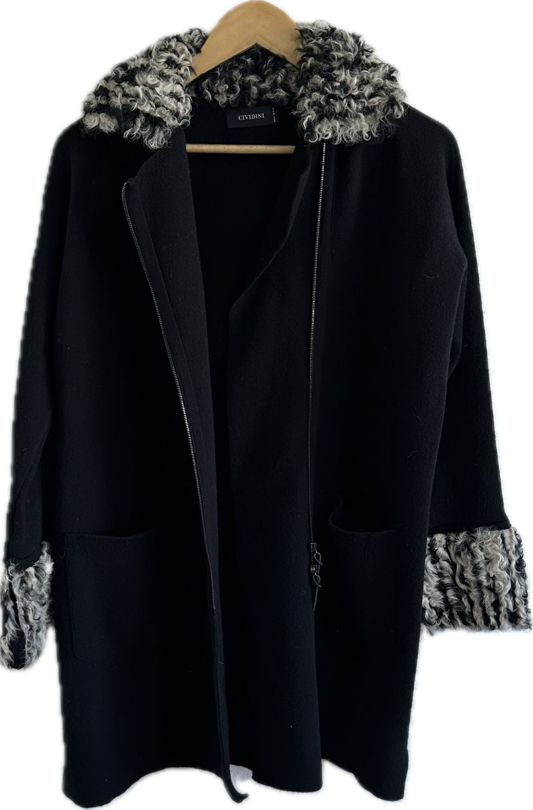 Z1592【美品】CIVIDINIチヴィディーニ ニットコートアウター ブラック