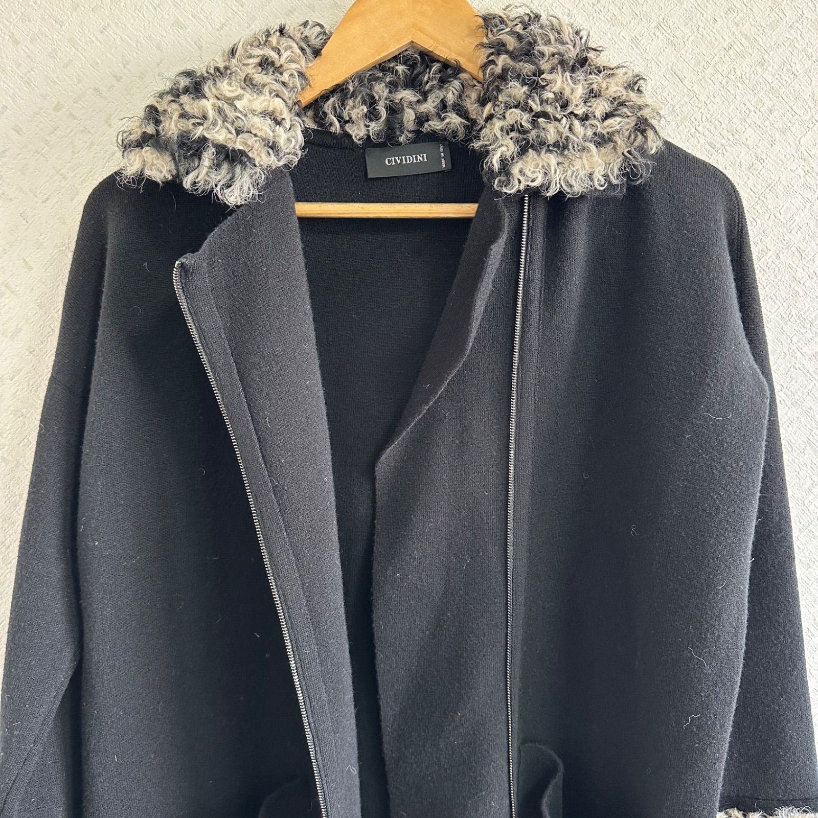 Z1592【美品】CIVIDINIチヴィディーニ ニットコートアウター ブラック