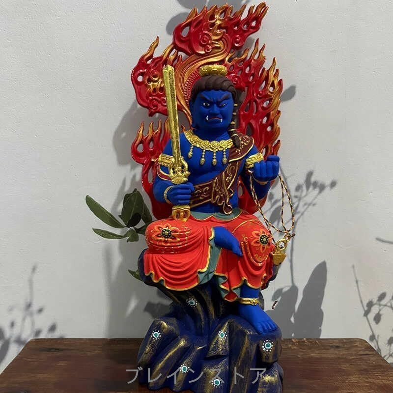 不動明王】仏像 不動尊 半跏像 木彫り仏像 干支お守り本尊-酉年 桧木