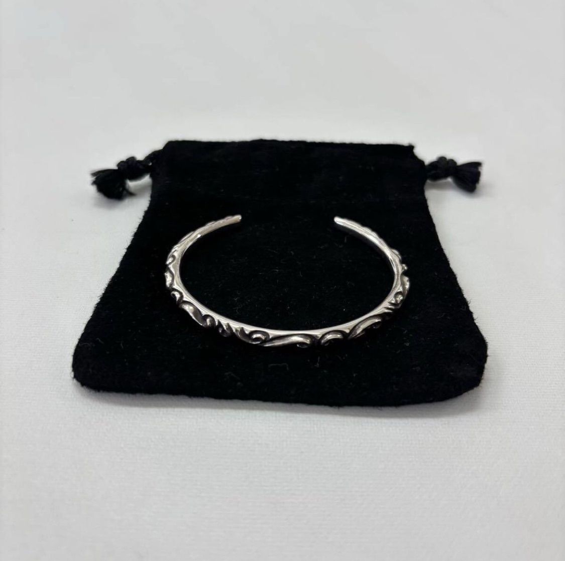 正規 CHROME HEARTS クロムハーツ BANGLE SCROLL バングル スクロール ブレスレット SILVER シルバー インボイス 708 0950