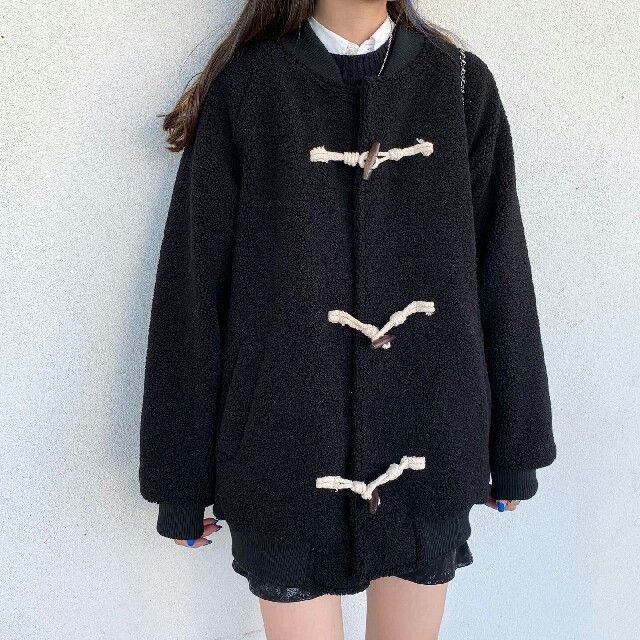 オルチャン もこもこ ファーブルゾン アウター 新品ジャケット 黒