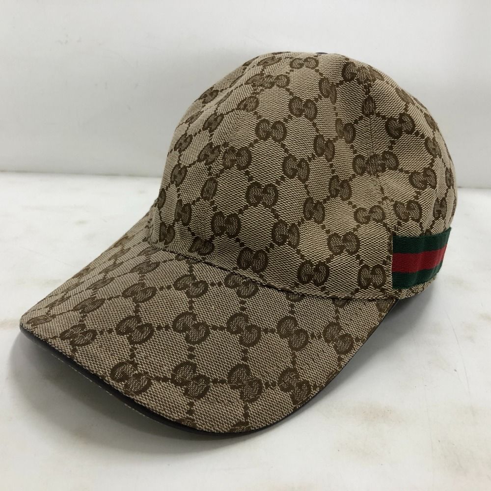 02 w 20577 グッチ GUCCI GGキャンバス ベースボールキャップ ベージュ イタリア製 メンズ キャップ ポリエステル 品