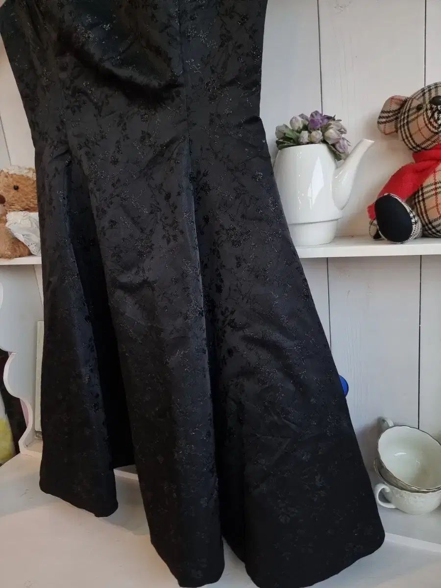  ブラック ジャガード リー リボン ONE PIECE 長袖 七分袖 ミニワンピース