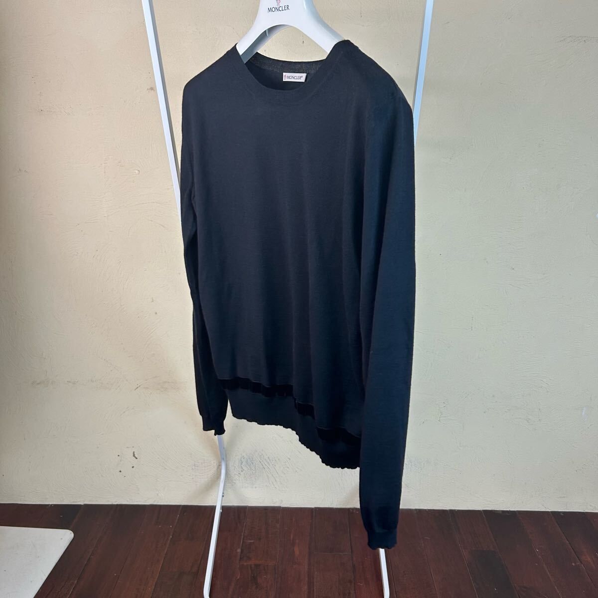 MONCLER モンクレールニット切り替えプリーツトレーナー黒S