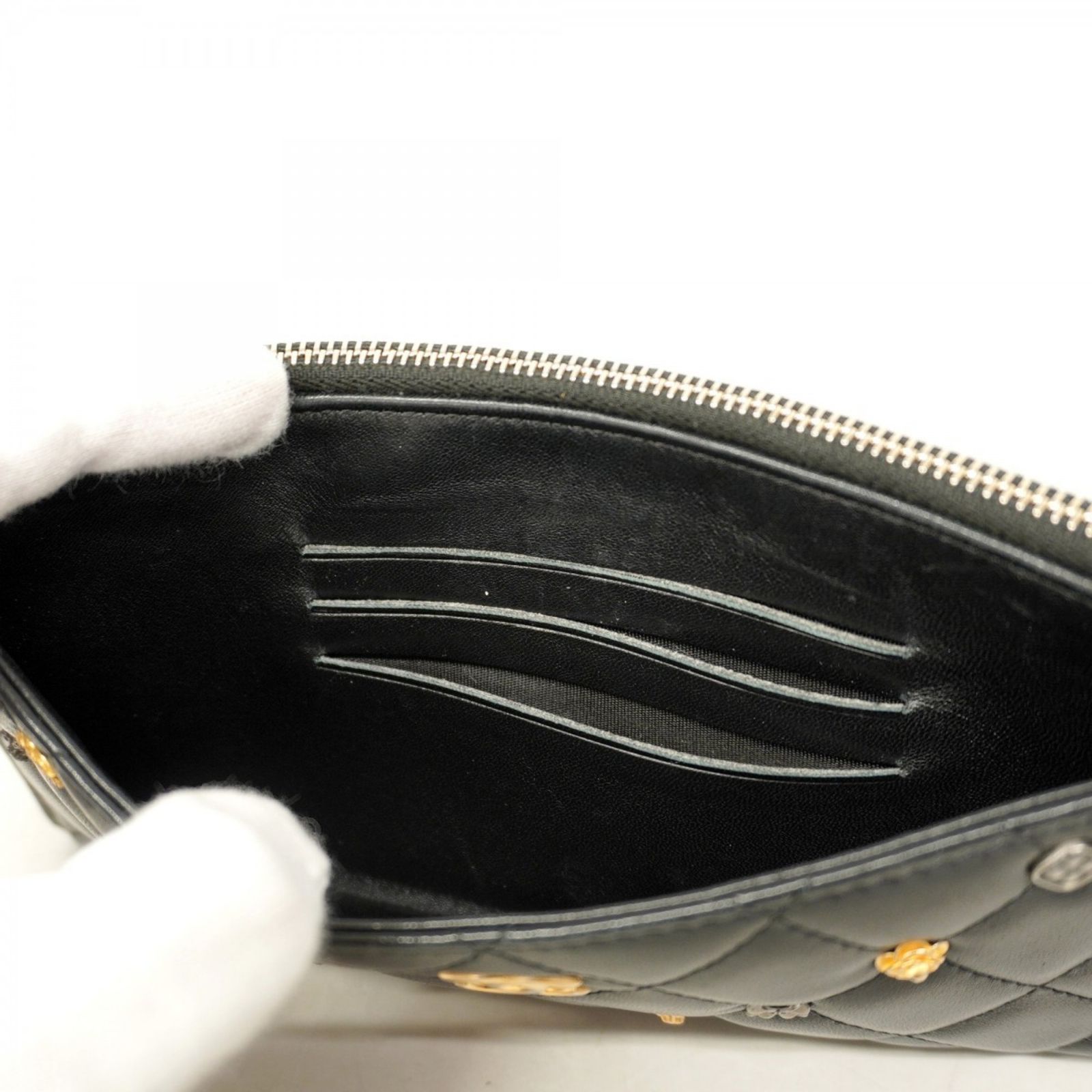  シャネル Chanel 長財布 マトラッセ ラムスキン ブラック シャンパンレディース 長財布 小物