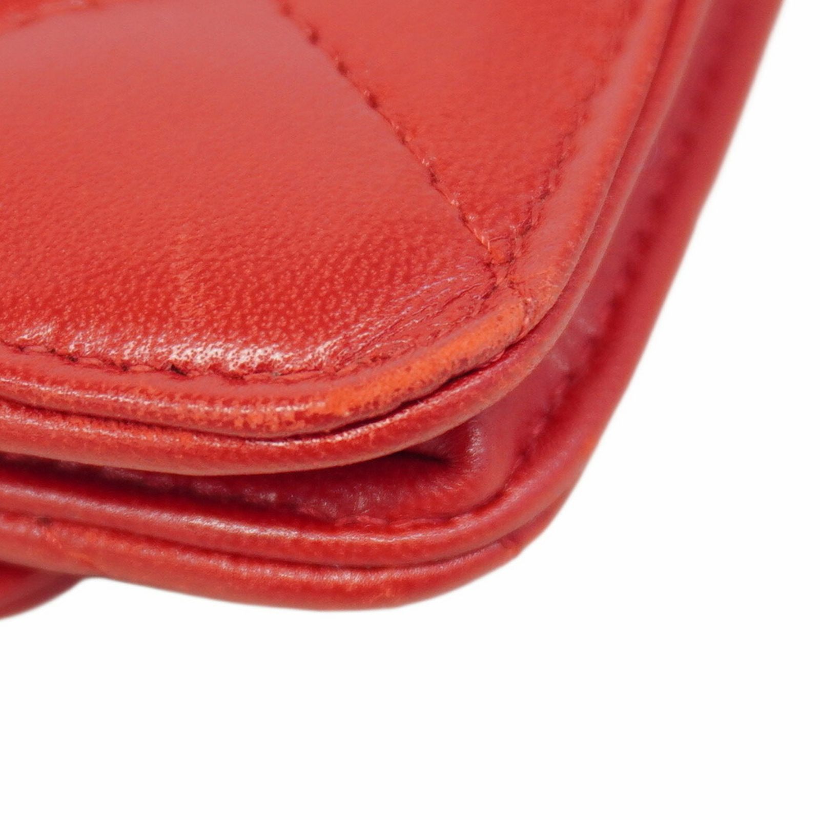 シャネル Chanel ショルダーウォレット マトラッセ チェーンショルダー ラムスキン レッド レディース その他 折り財布