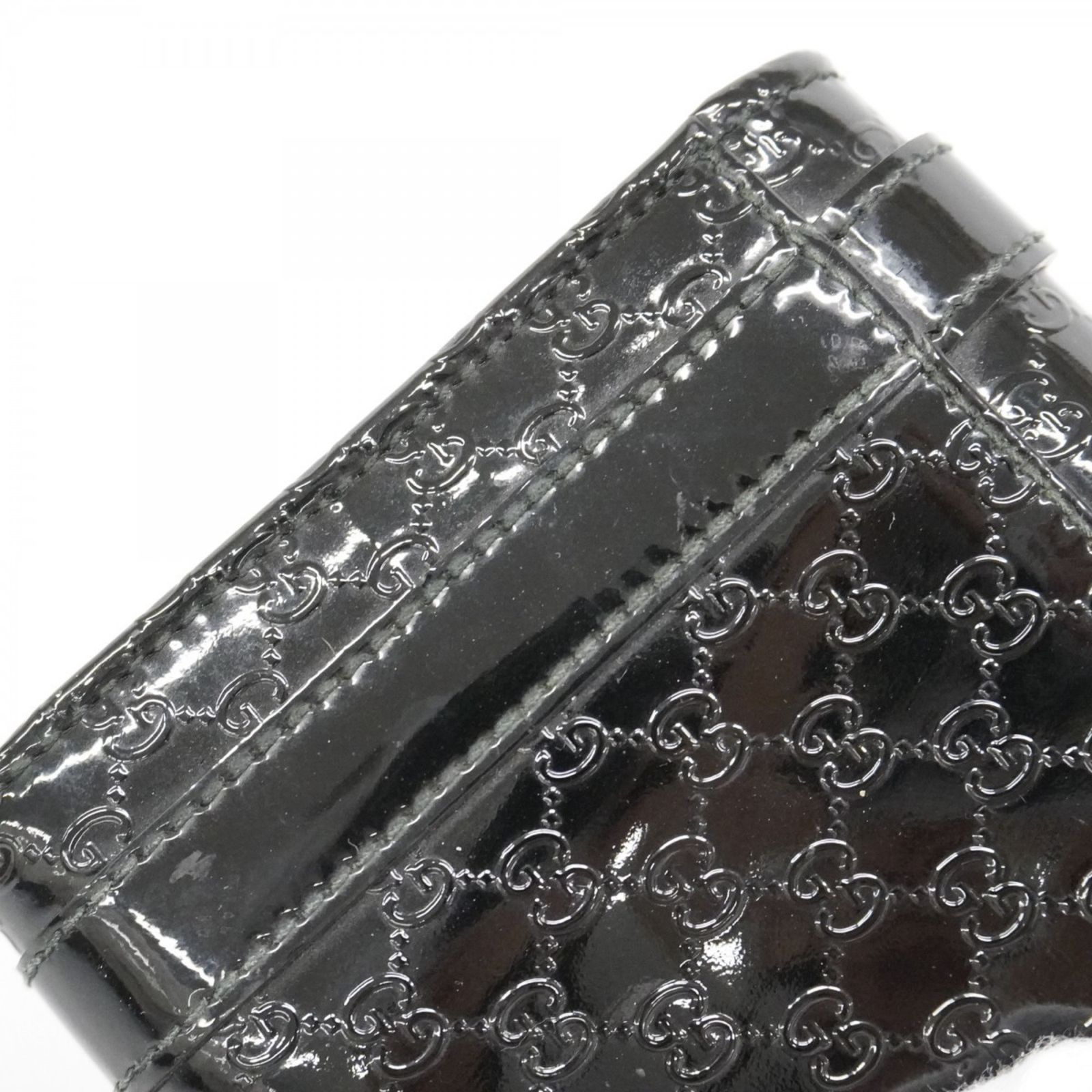  グッチ Gucci 長財布 マイクログッチシマ 309760 エナメル ブラック レディース 長財布 小物