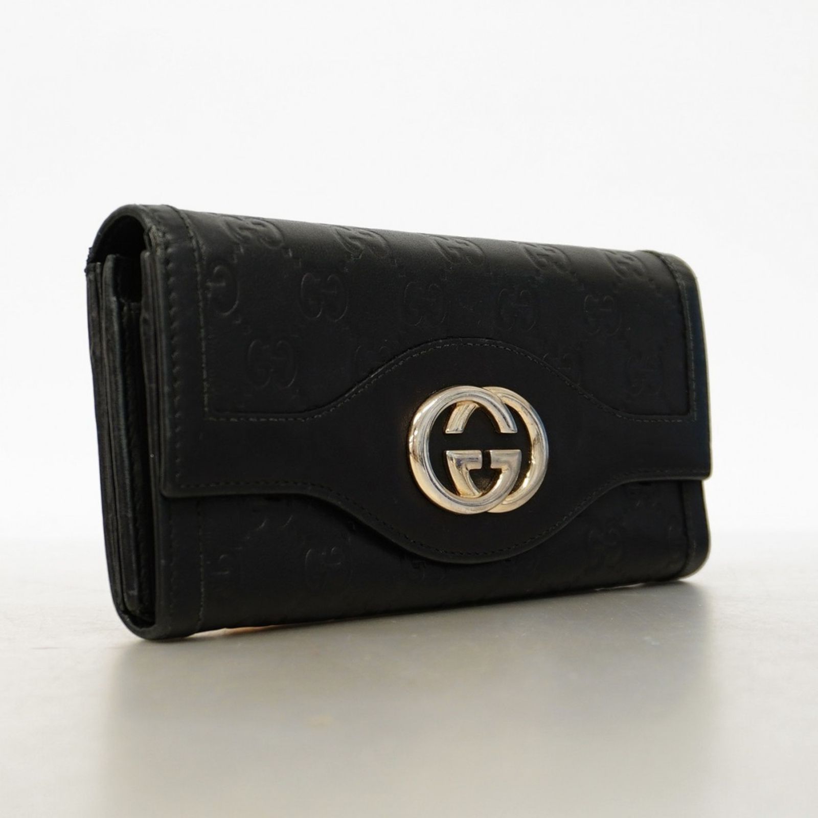 グッチ Gucci 長財布 インターロッキングG グッチシマ 282431 レザー ブラック シャンパンメンズ レディース