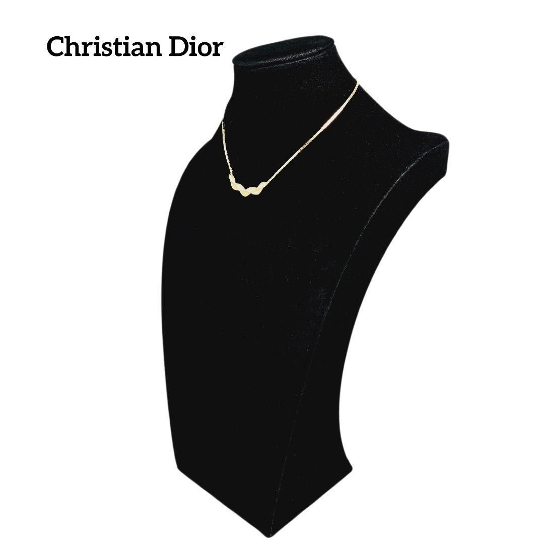 ChristianDior ネックレス リーフ エナメル 真鍮 ゴールド