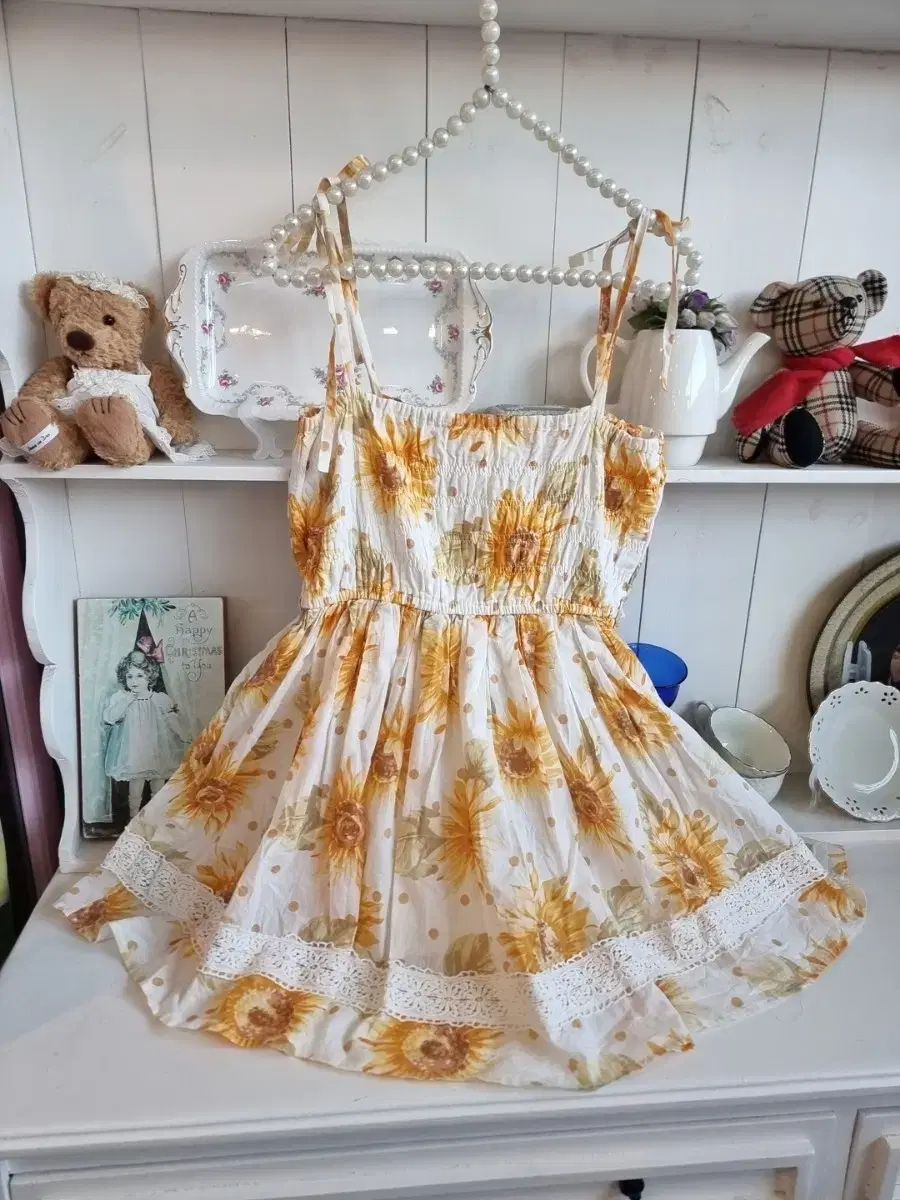  リズリサ LIZ LISA ひまわり シャーリング ミニ ワンピース 長袖 七分袖 ミニワンピース