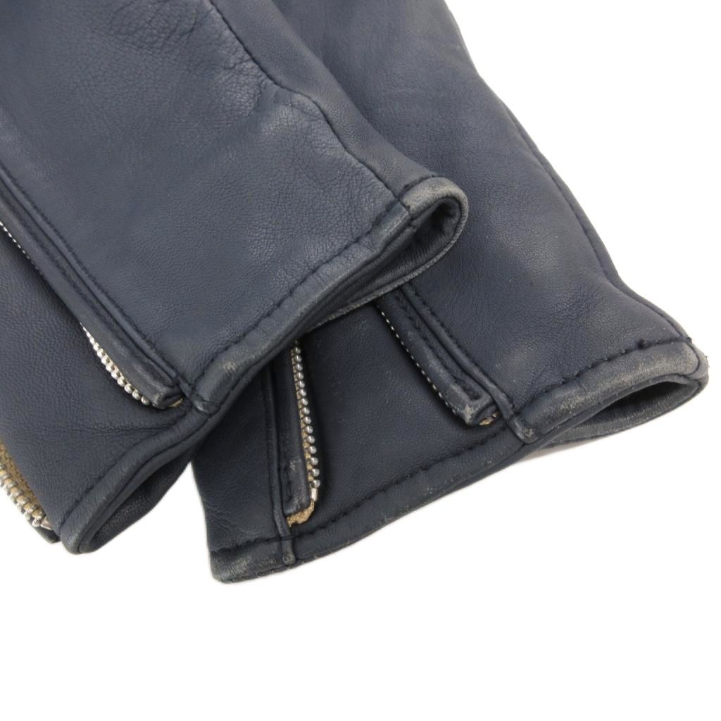 NANO-UNIVERSE ネイビー レザーライダースジャケット ナノユニバース nano universe ライダース レザージャケット 革ジャン