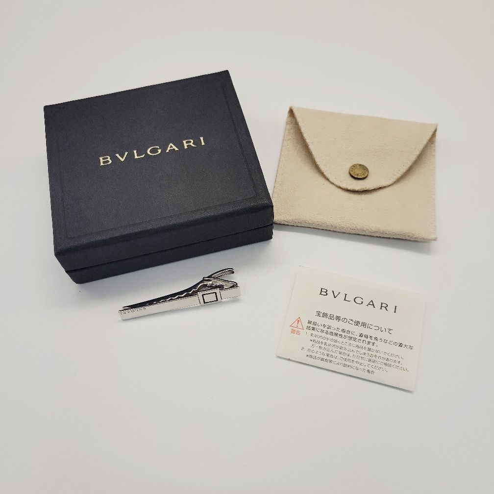 BVLGARI ブルガリ ネクタイピン タイバー シルバー スクエア ロゴ メンズ