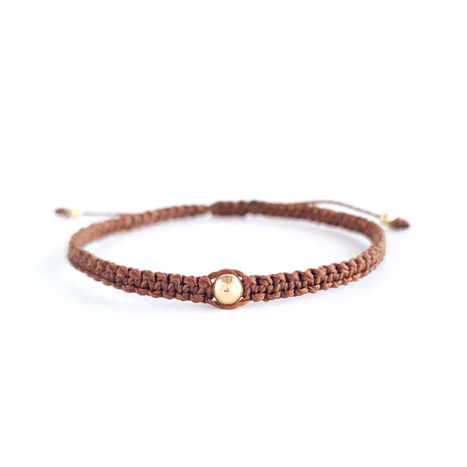 ブレスレット 18金 メンズ レディース ペア つけっぱなし シンプル 金属アレルギー 錆びない ヒモ 切れにくい ゴールド k18 クリスマス プレゼント ブラウン