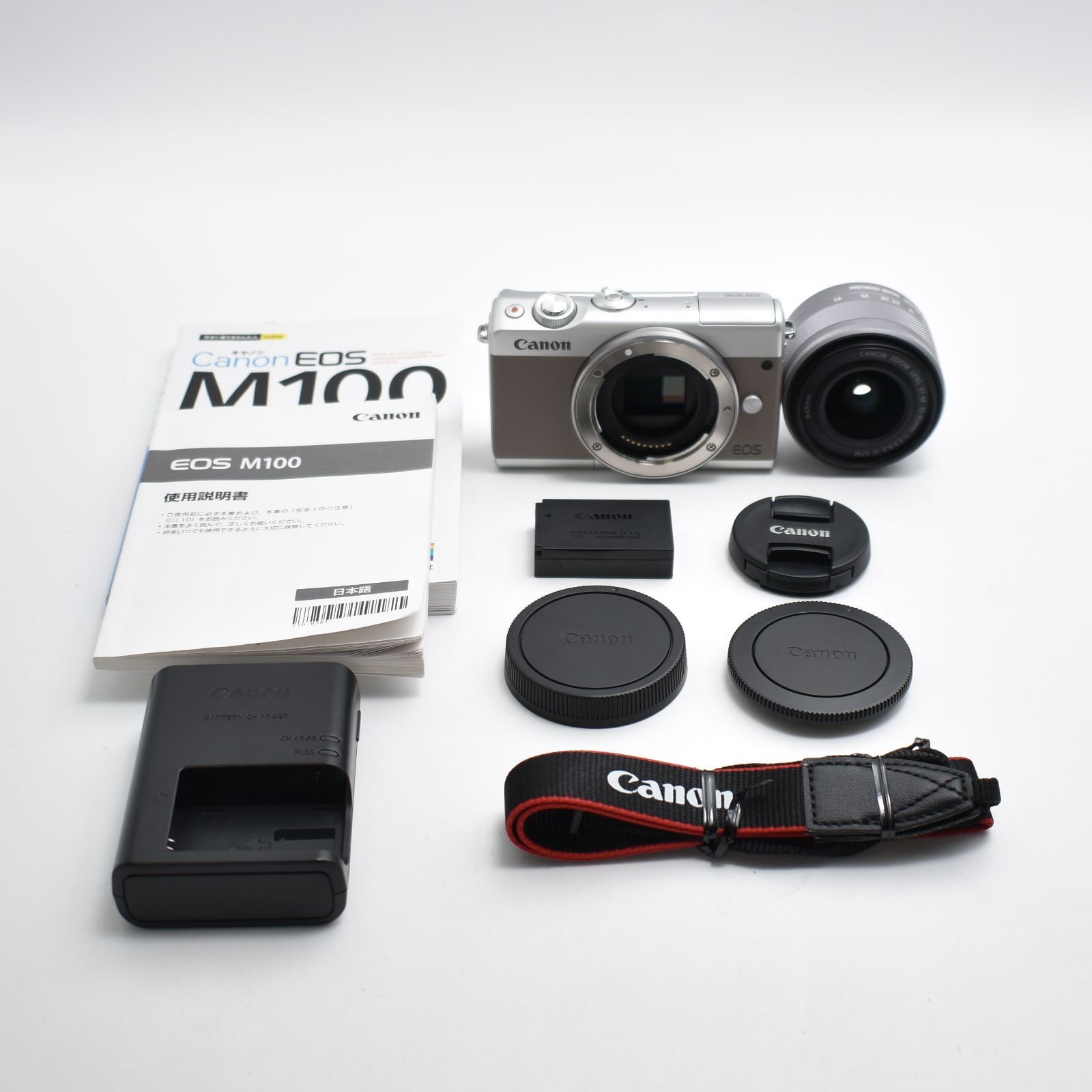 B 10113 Canon ミラーレス一眼カメラ EOS M100 EF-M15-45 IS STM レンズキット グレー EOSM100GY1545ISSTMLK