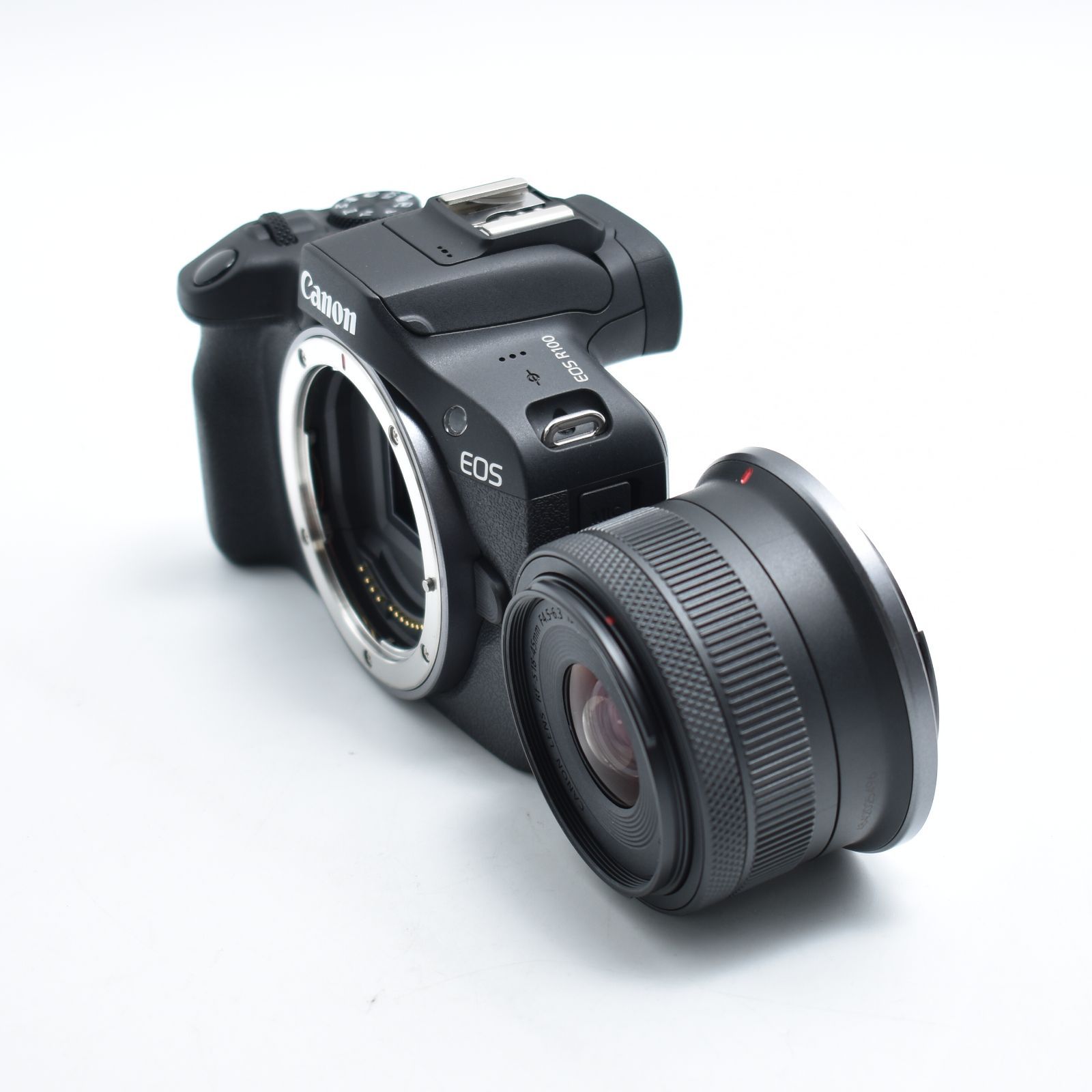 B 10103 Canon ミラーレス一眼カメラ EOS R100 標準ズームレンズキット RF-S18-45 ブラック APS-C 約356g EOSR100-1845ISSTMLK