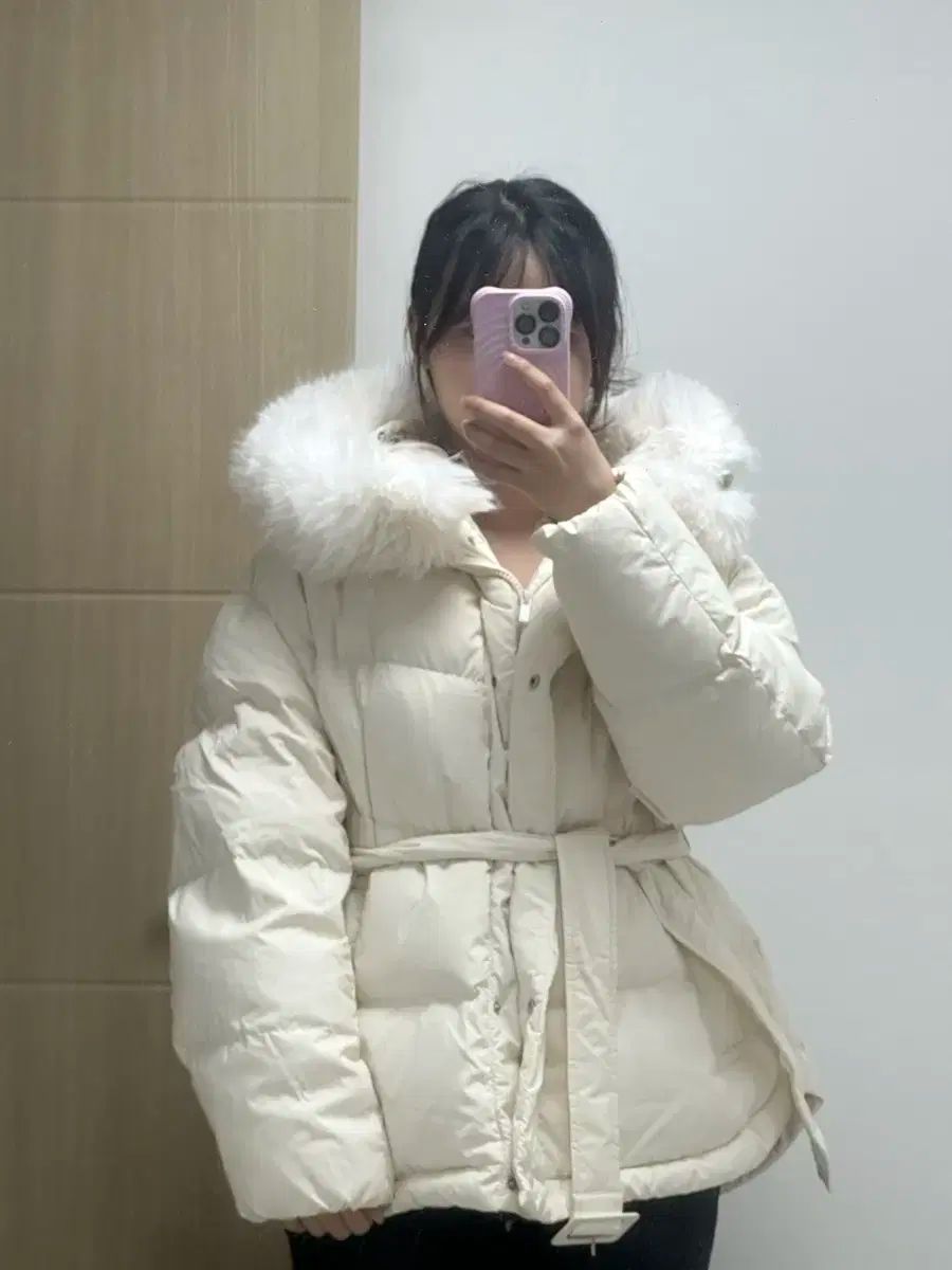 ミッソ フェイクファー ベルト ショートダウン