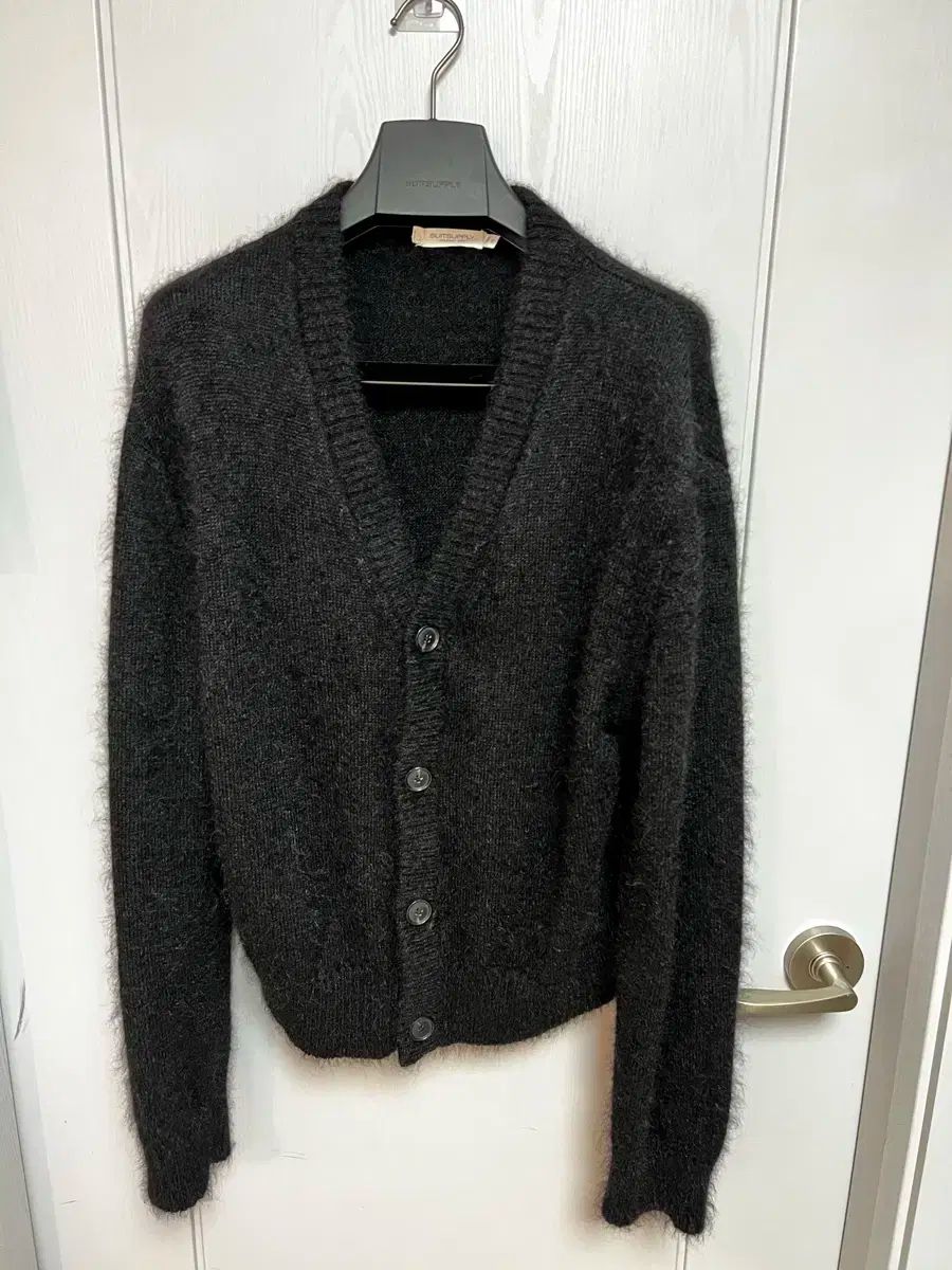 SUITSUPPLY MOHAIR SILK BLACK CARDIGAN