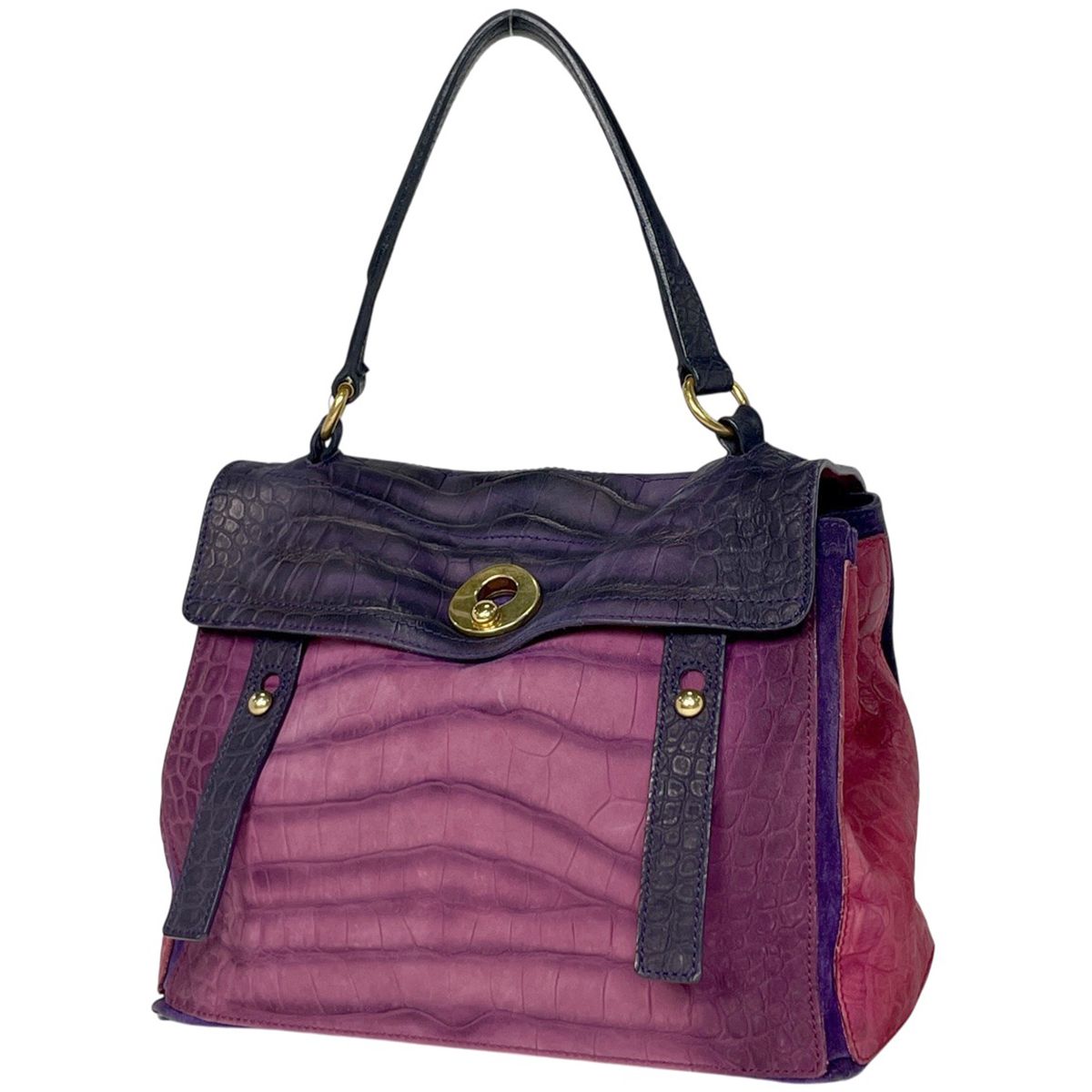 希少】 イブサンローラン ハンドバッグ ミューズ メタリックパープル