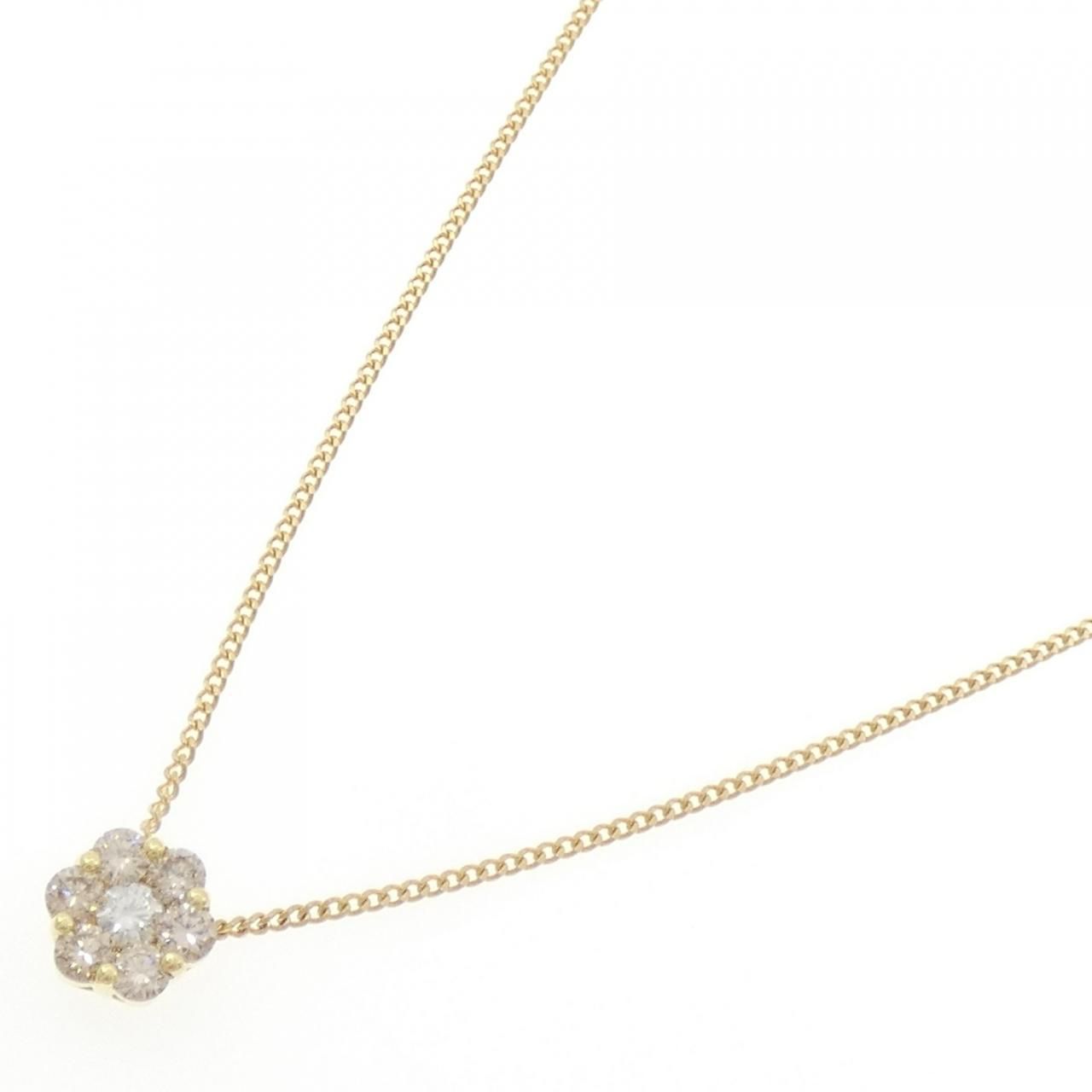 K 18 YG フラワー ダイヤモンド ネックレス 1.00 CT