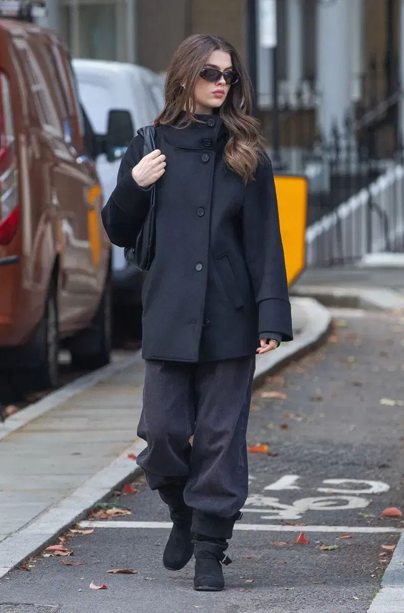 ディマンシュ コート ブラック dimanche double breasted coat