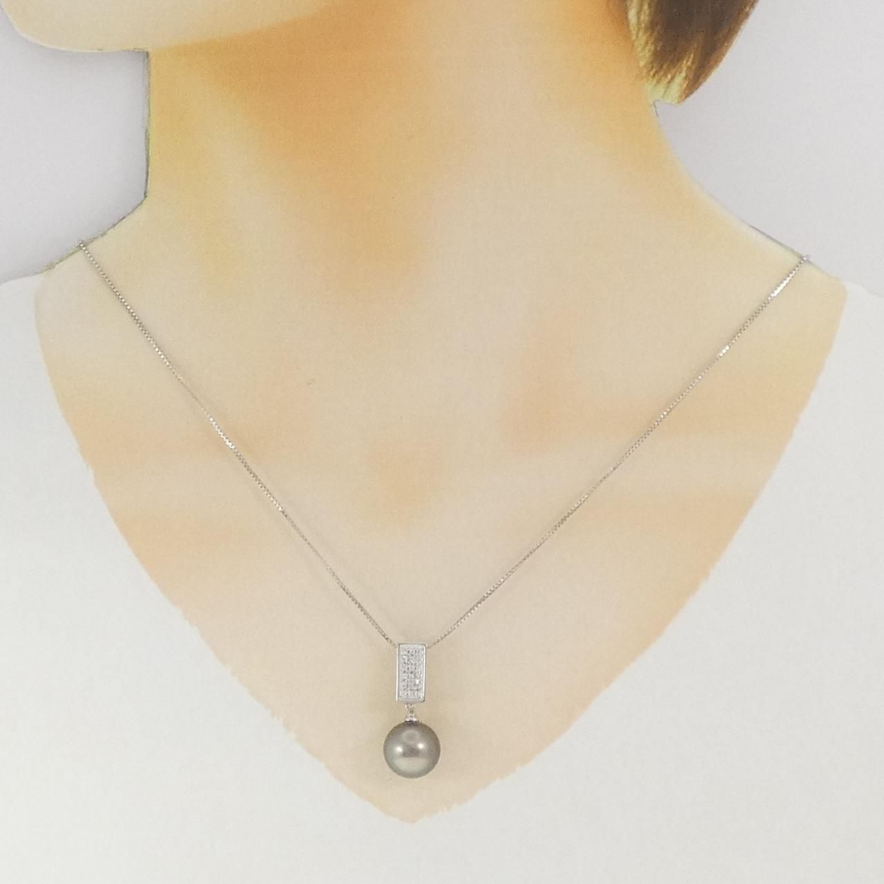  K 14 WG 18 黒蝶パール ネックレス 11.3 mm ネックレス アクセサリー