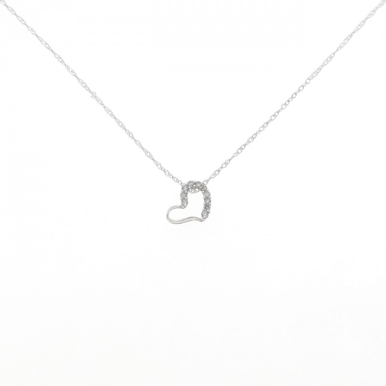 K10WG ハート ダイヤモンド ネックレス 0.1CT