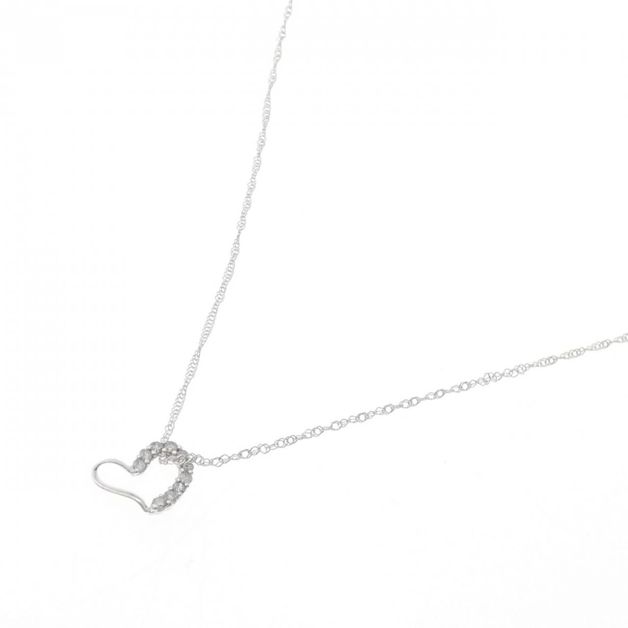 K 10 WG ハート ダイヤモンド ネックレス 0.1 CT