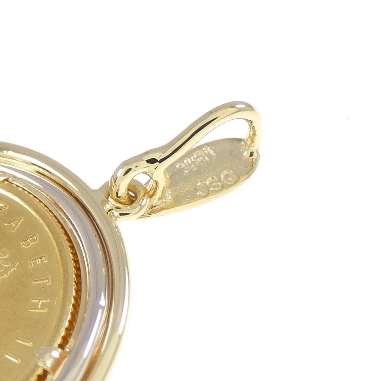  18 Kスリー 枠 コイン ペンダント ネックレス アクセサリー