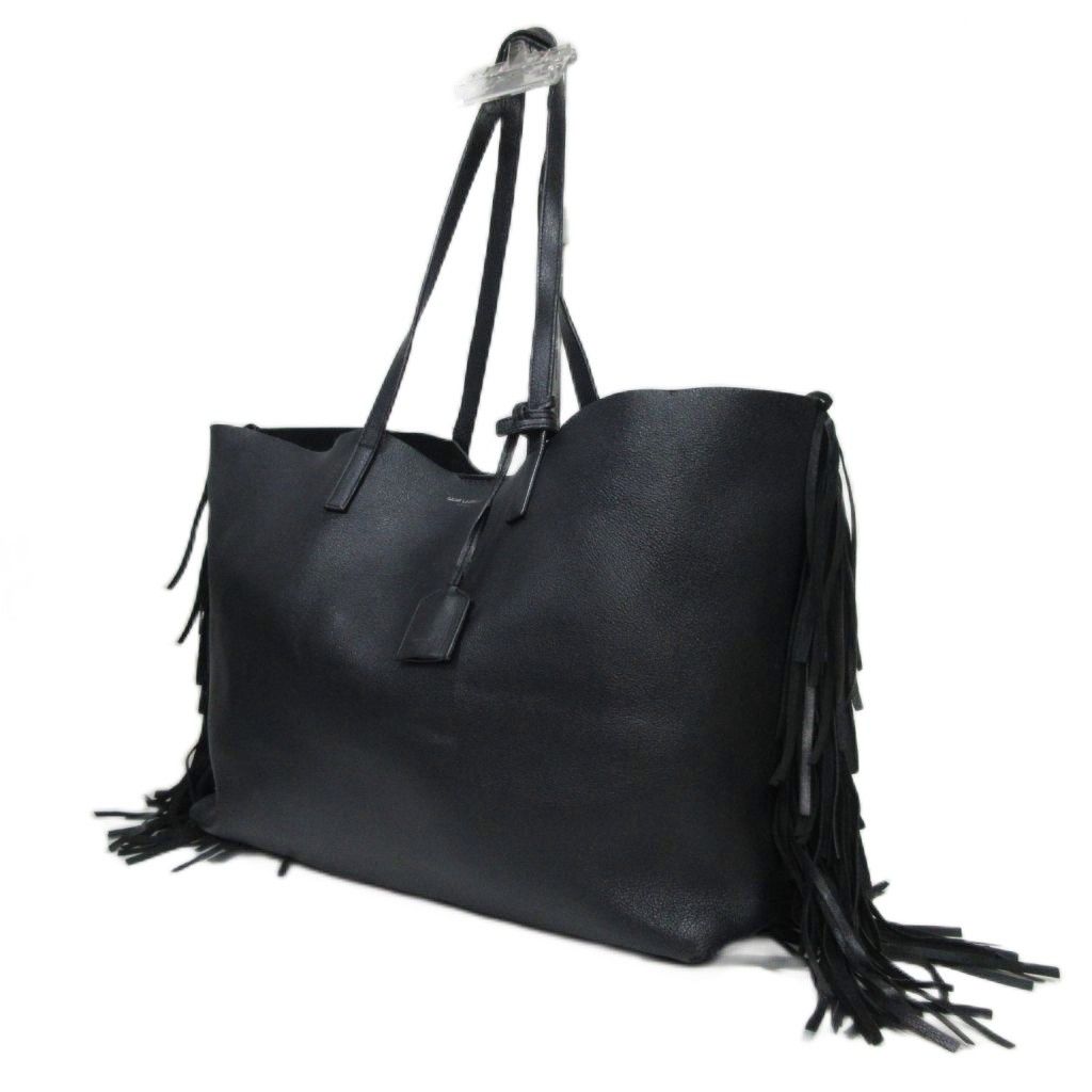 サンローラン パリ SAINT LAURENT PARIS Sack Shopping Fringe Tote Bag サックショッピング フリンジ レザー トートバッグ 410666 黒 ブラック