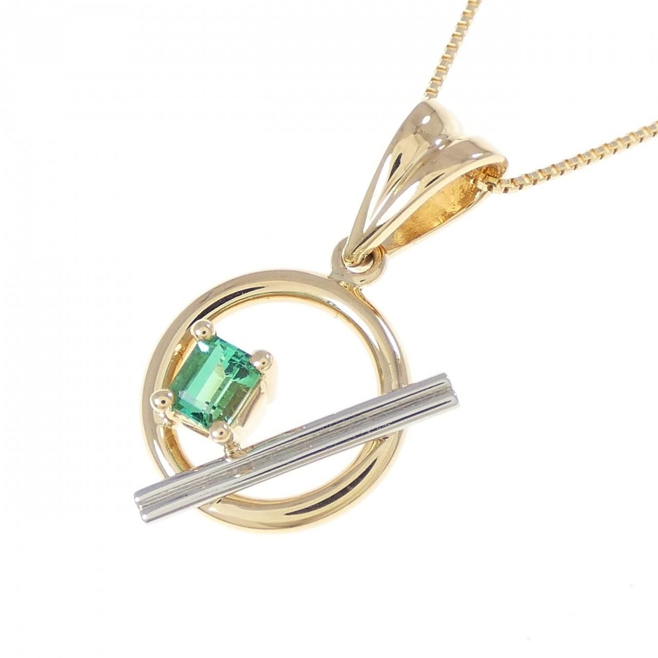 K 18 YG PT 950 エメラルド ネックレス ネックレス アクセサリー