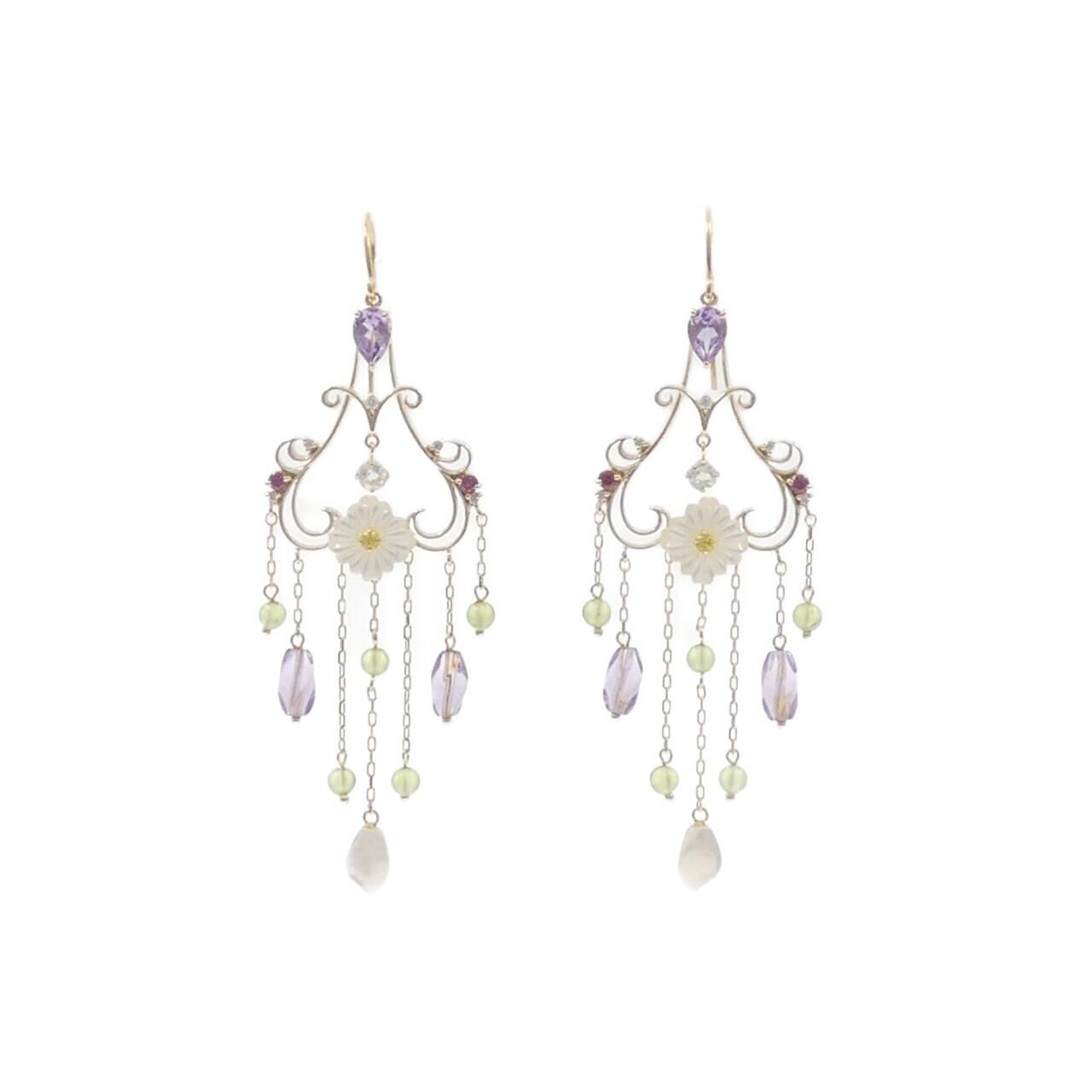 テイクアップ フラワー ストーン ピアス