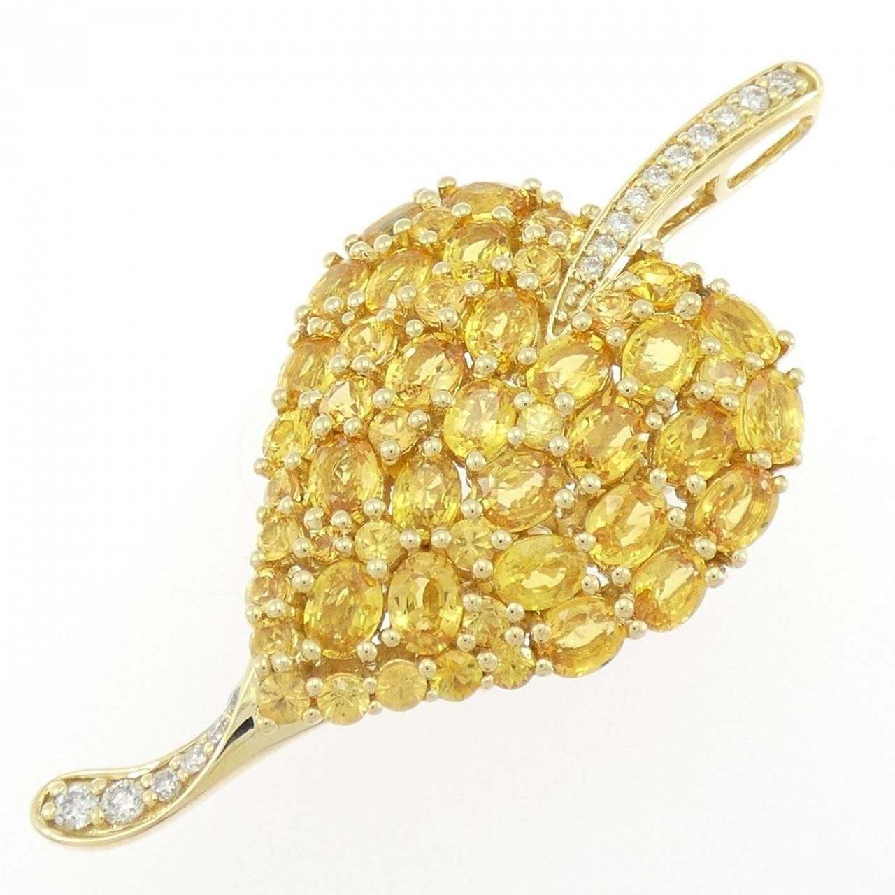 K 18 YG サファイヤ ブローチ 6.35 CT