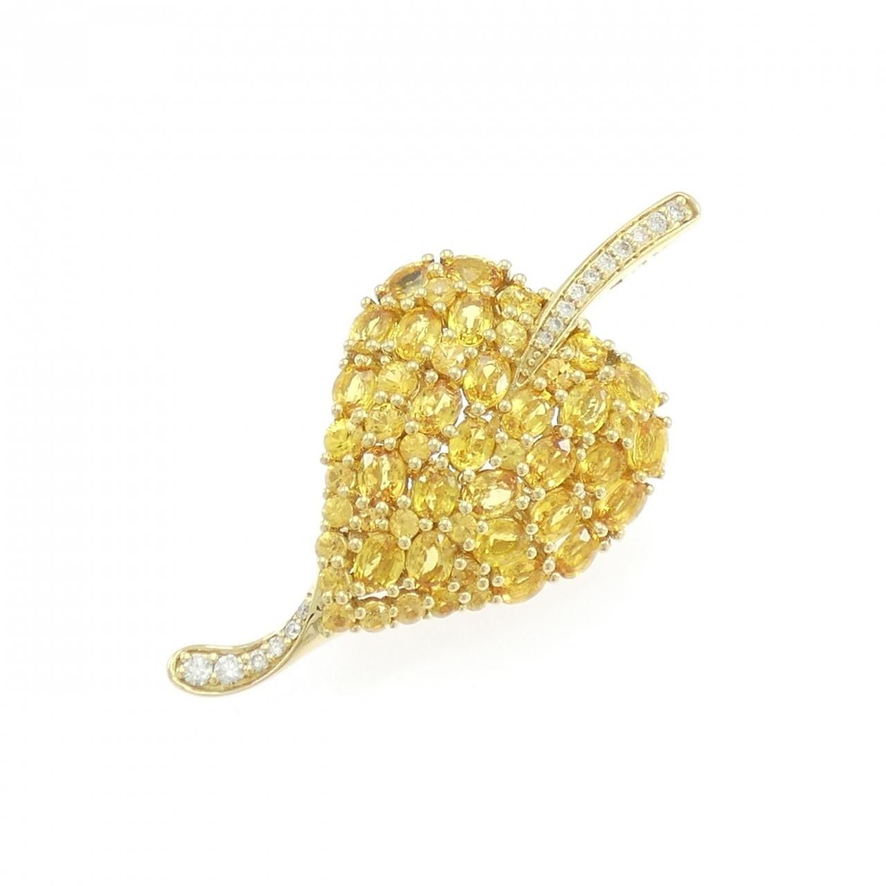 K 18 YG サファイヤ ブローチ 6.35 CT