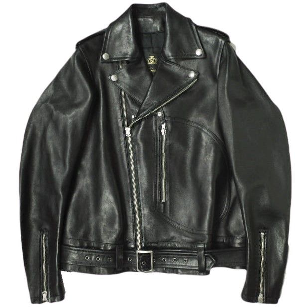 Drawer ドゥロワー ラムレザー ダブルライダースジャケット 6522-299-0447 38 BLACK 革ジャン 定価27万 アウター g20129