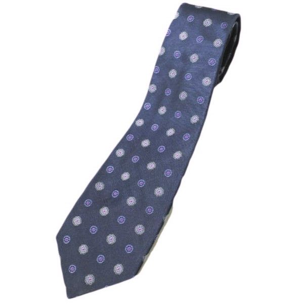 KITON キートン イタリア製 ポルカドットシルクネクタイ NAVY PURPLE