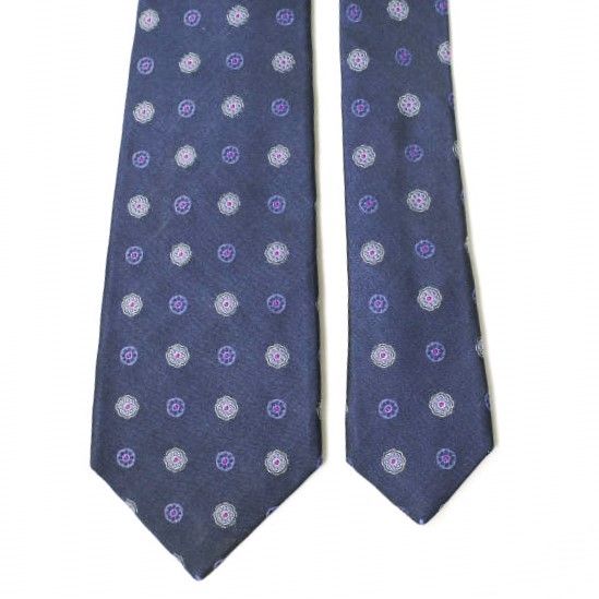 KITON キートン イタリア製 ポルカドットシルクネクタイ NAVY PURPLE