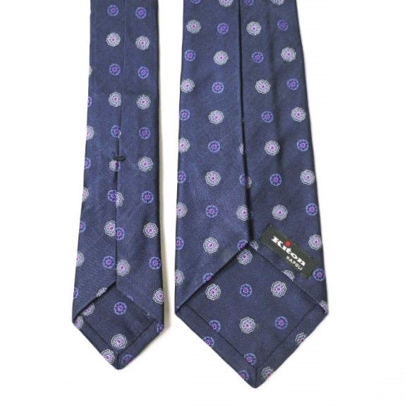 KITON キートン イタリア製 ポルカドットシルクネクタイ NAVY PURPLE