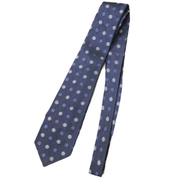 KITON キートン イタリア製 ポルカドットシルクネクタイ NAVY PURPLE