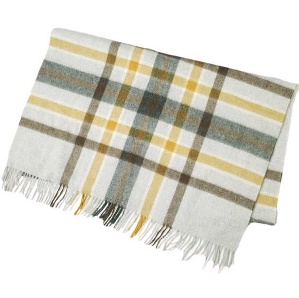 Joshua Ellis x SOVEREIGN ジョシュアエリス ソブリン 別注 イギリス製 大判 カシミヤチェックマフラー 1336-343-3787 Light Gray フリンジ ストール g20559