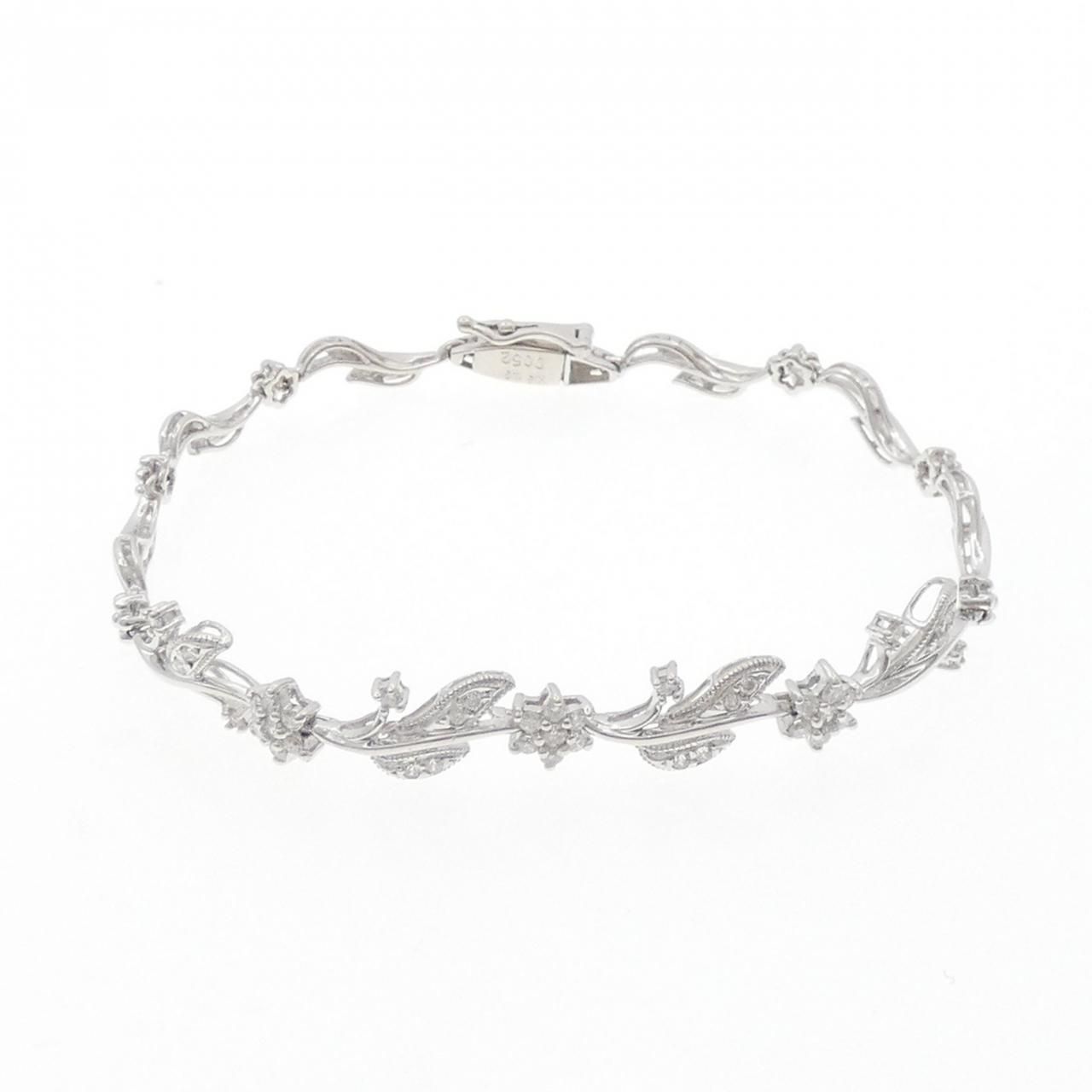  K 18 WG フラワー ダイヤモンド ブレスレット 0.52 CT ブレスレット アクセサリー