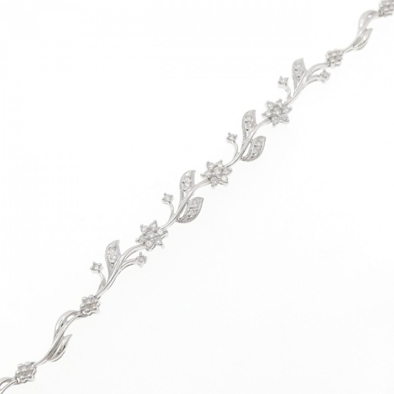 K18WG フラワー ダイヤモンド ブレスレット 0.52CT